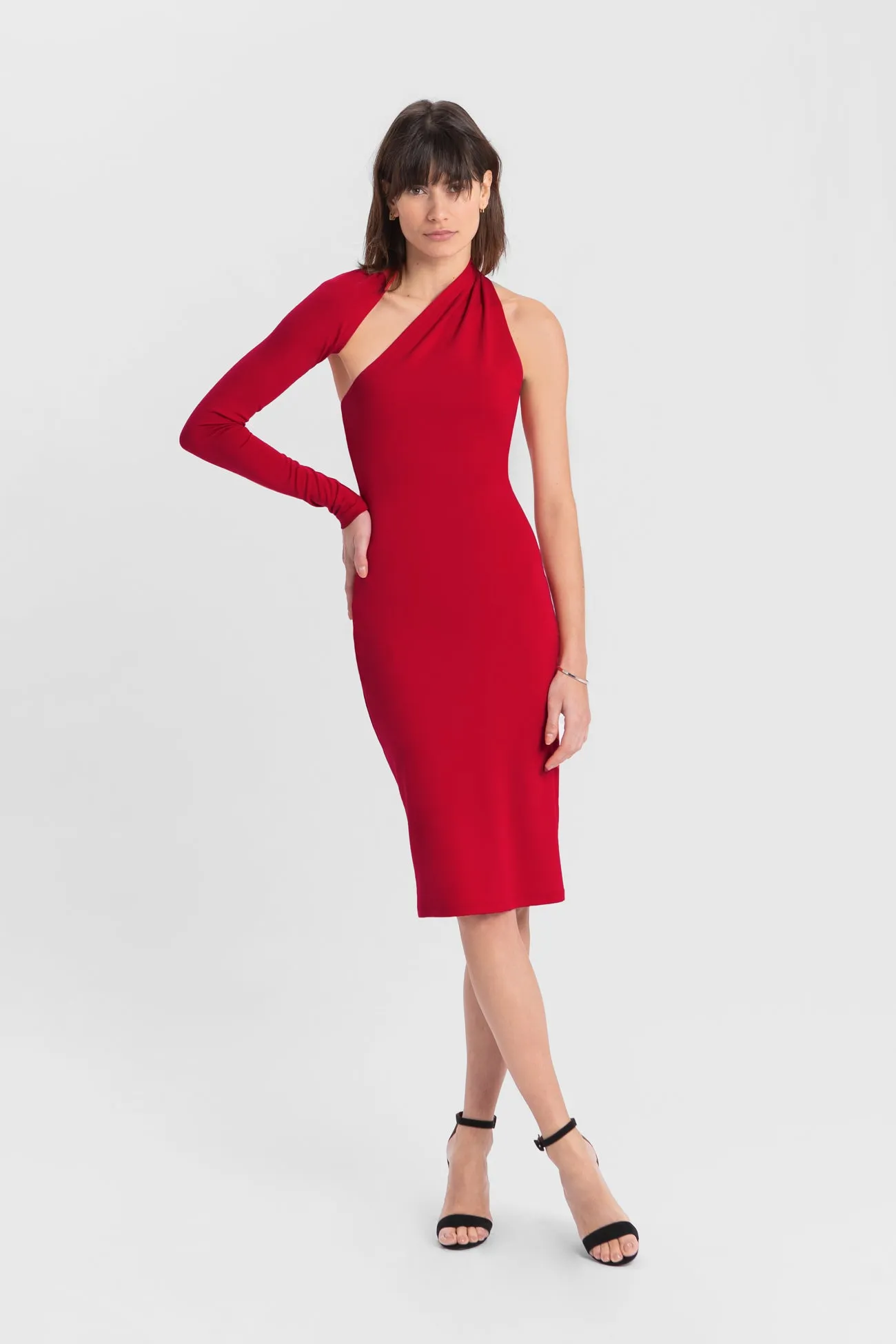 Manhattan One Shoulder Midi Dress