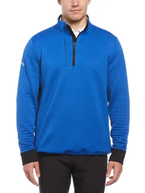 Mens Textured Midweight Stripe Half Zip Golf Shirt