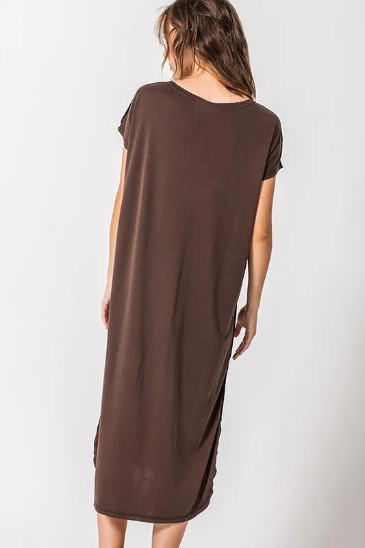 Not So Basic Long Dress-Dark Brown