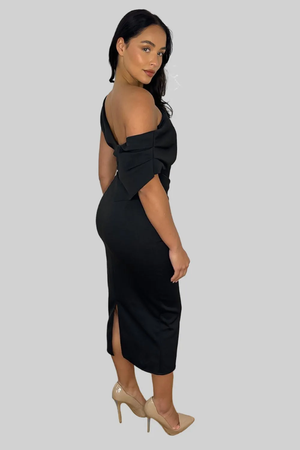 One Slouched Shoulder Midi Dress