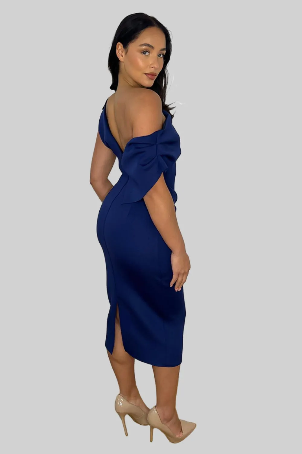 One Slouched Shoulder Midi Dress