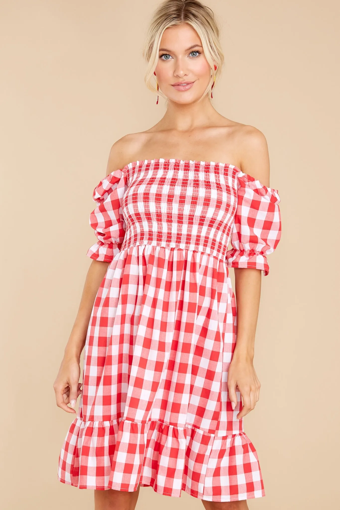 Picnic In Paradise Red Gingham Dress