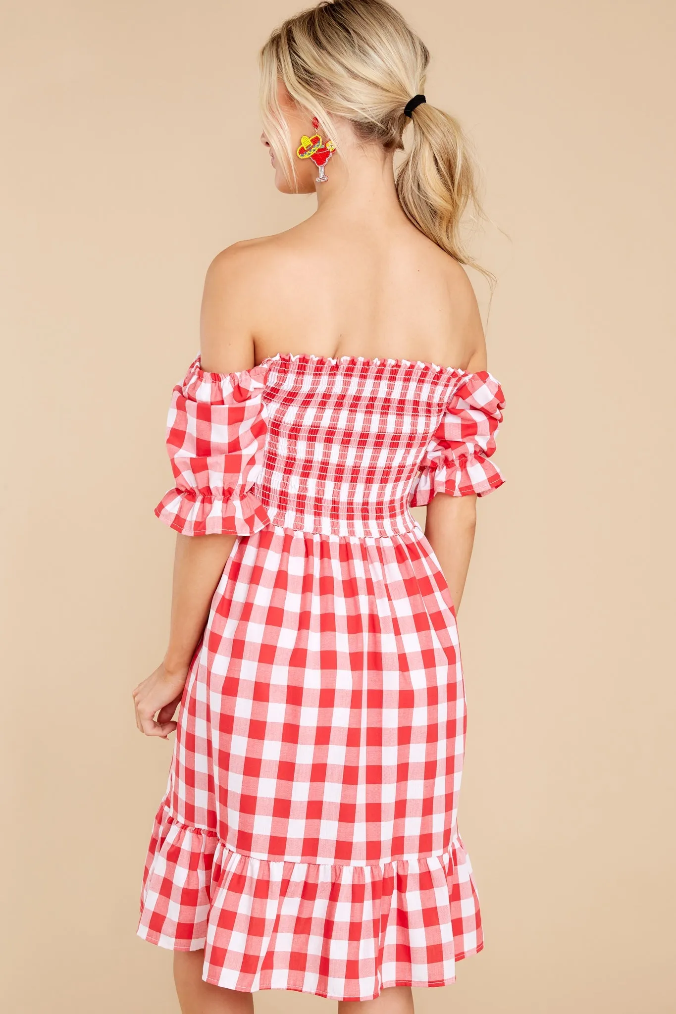 Picnic In Paradise Red Gingham Dress