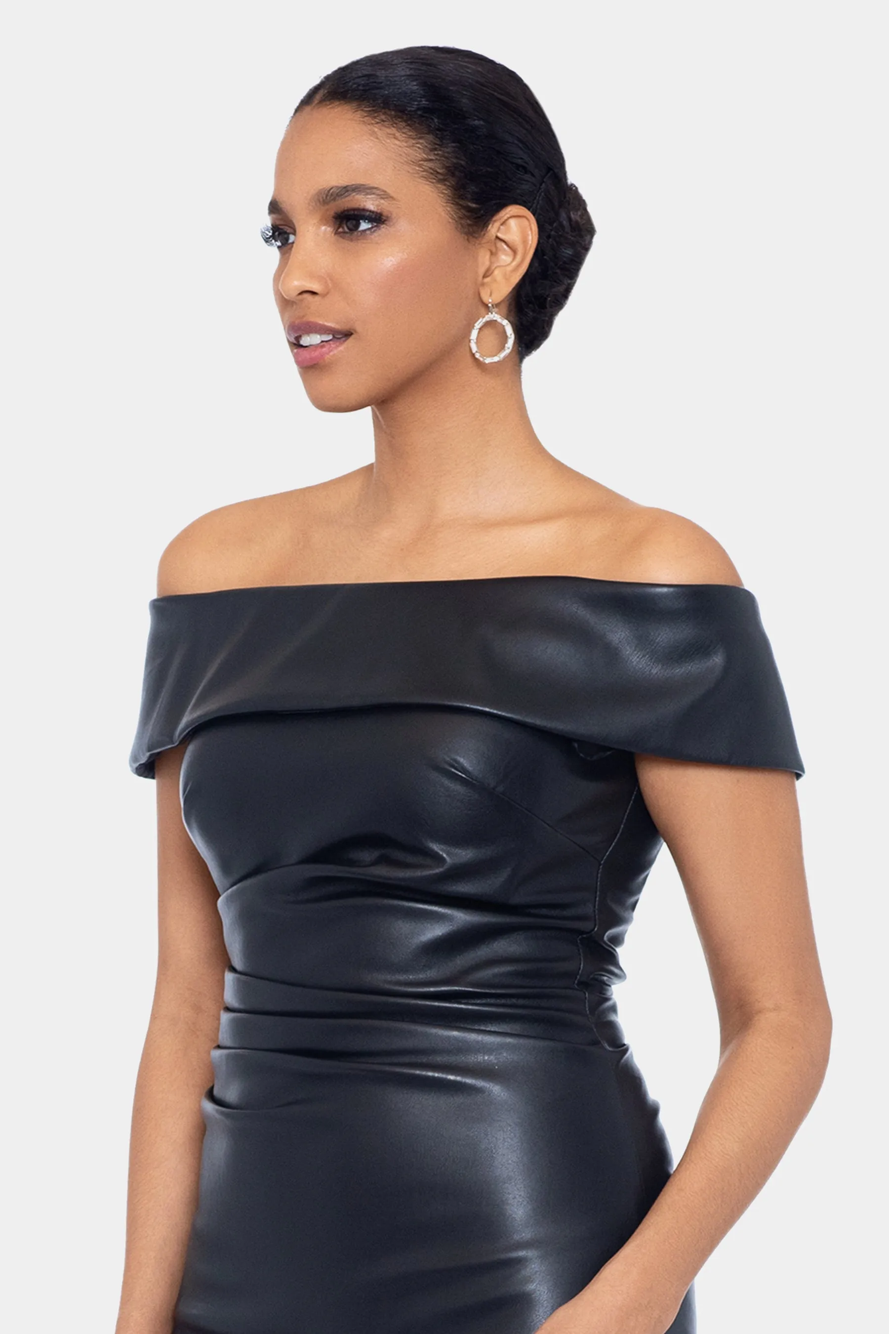 Pleather Off The Shoulder Dress