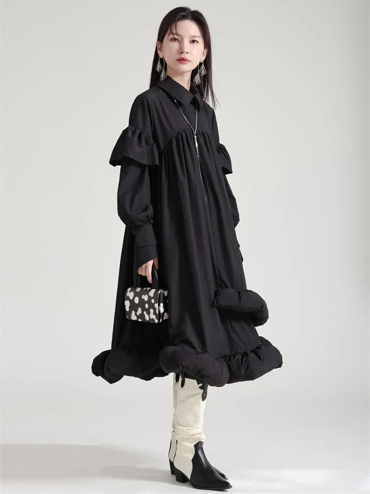 Plufey Long Sleeve Puff Dress - Black