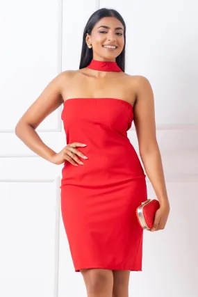 Red Choker Dress - Slim Fit