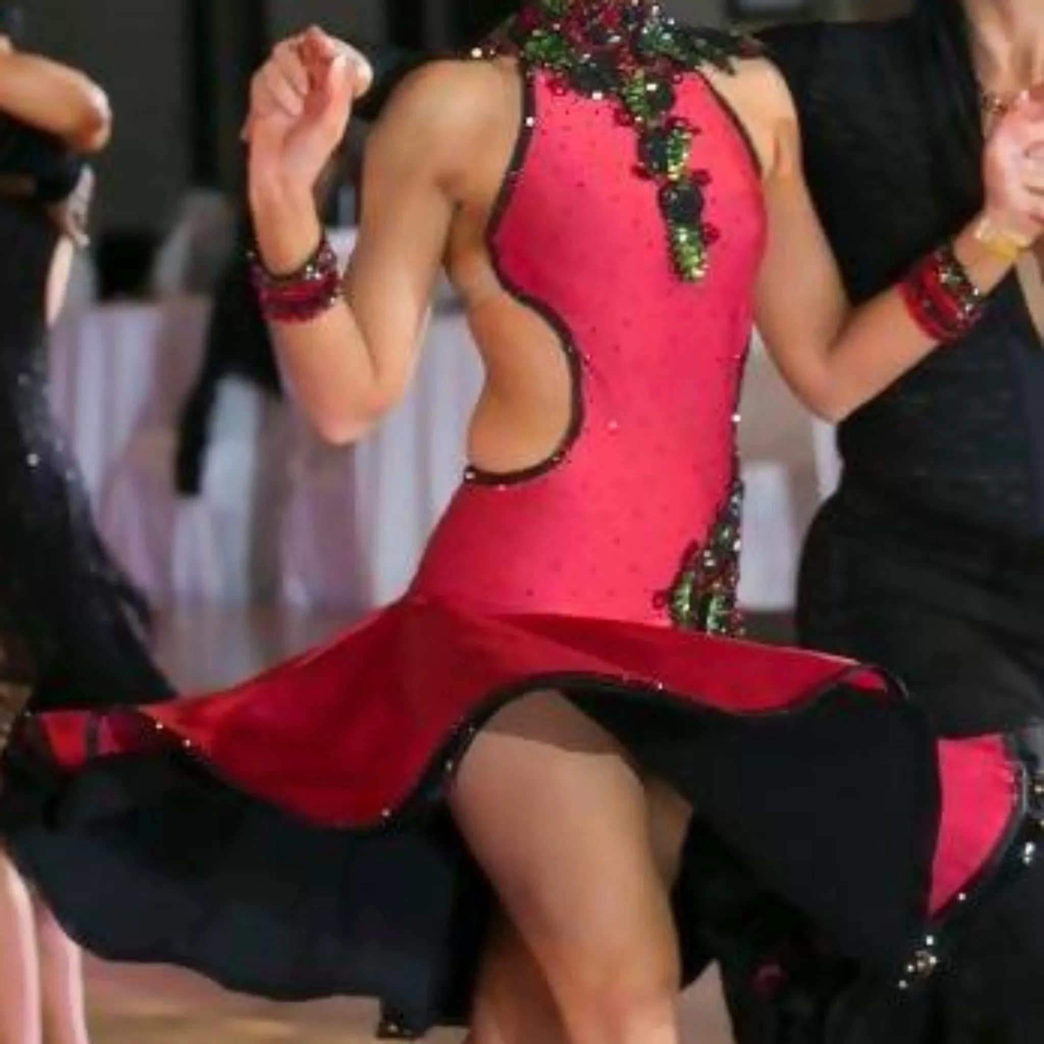 Red Latin Dress with Lace