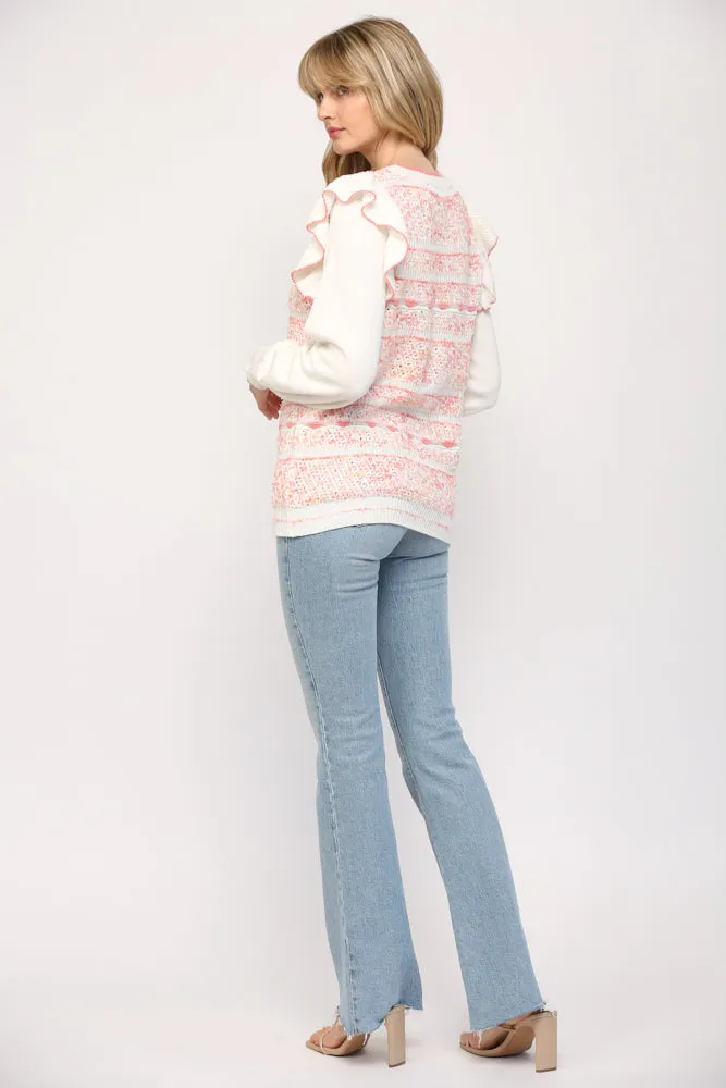 Ruffle Long Sleeve Knitted Top