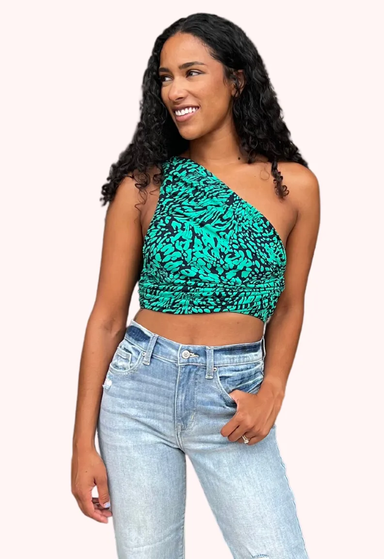 Sadi Leopard One Shoulder Top