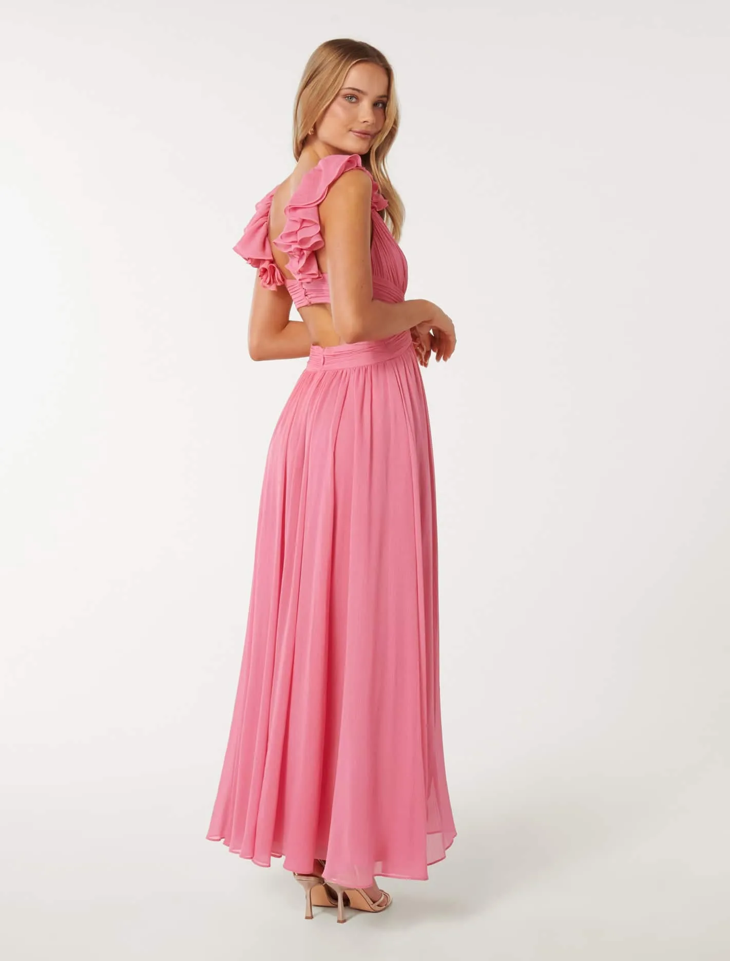 Selena Ruffle Shoulder Maxi Dress