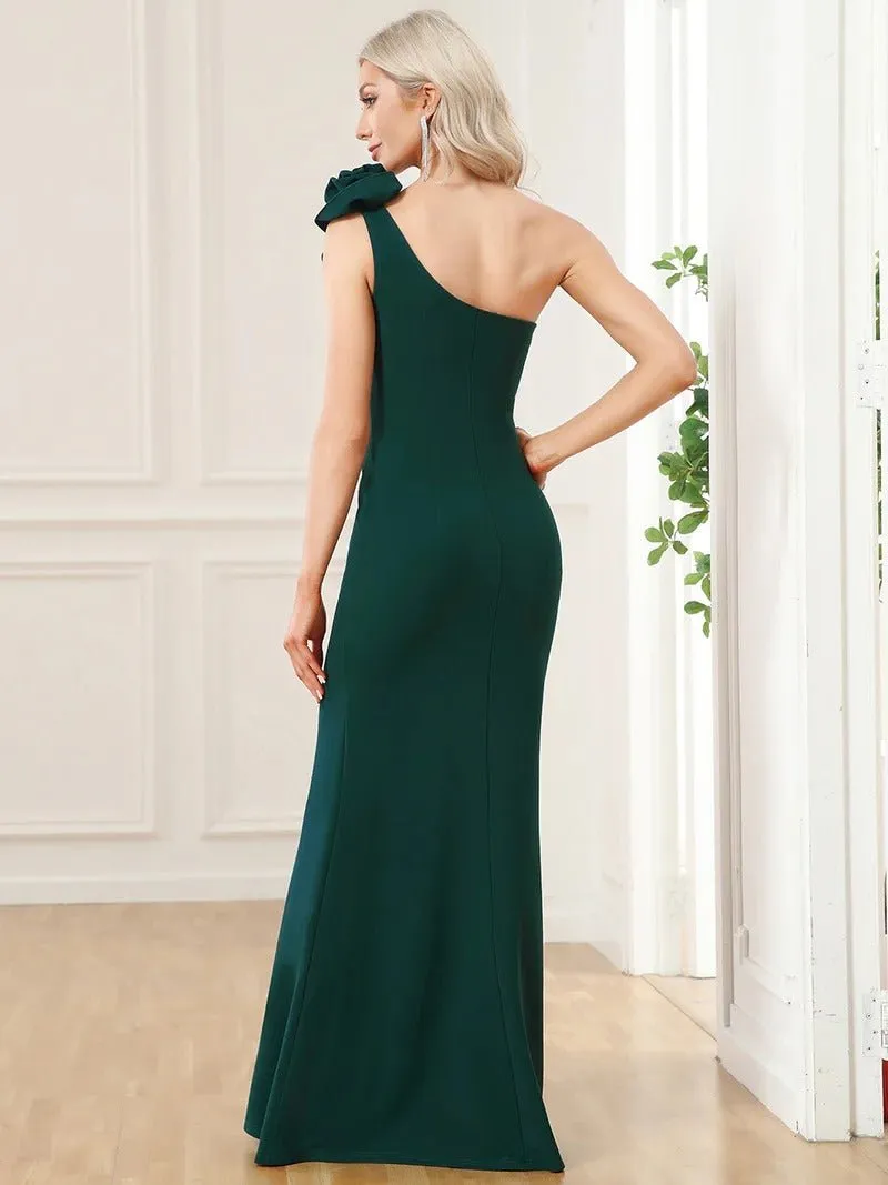 Sexy One Shoulder A Line Floor Length Evening Dresses