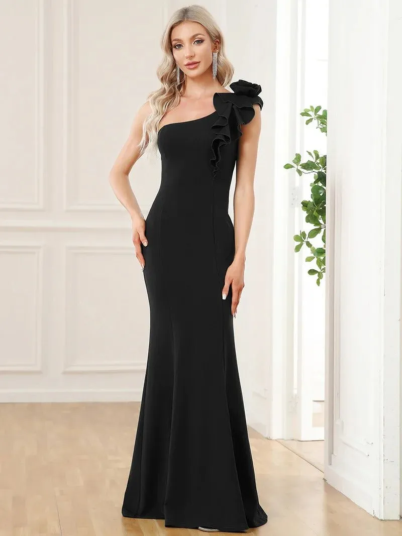 Sexy One Shoulder A Line Floor Length Evening Dresses