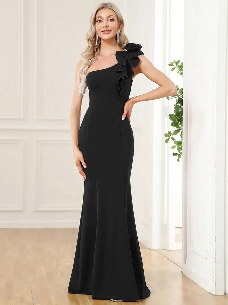 Sexy One Shoulder A Line Floor Length Evening Dresses