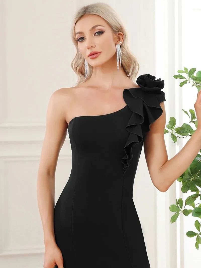 Sexy One Shoulder A Line Floor Length Evening Dresses