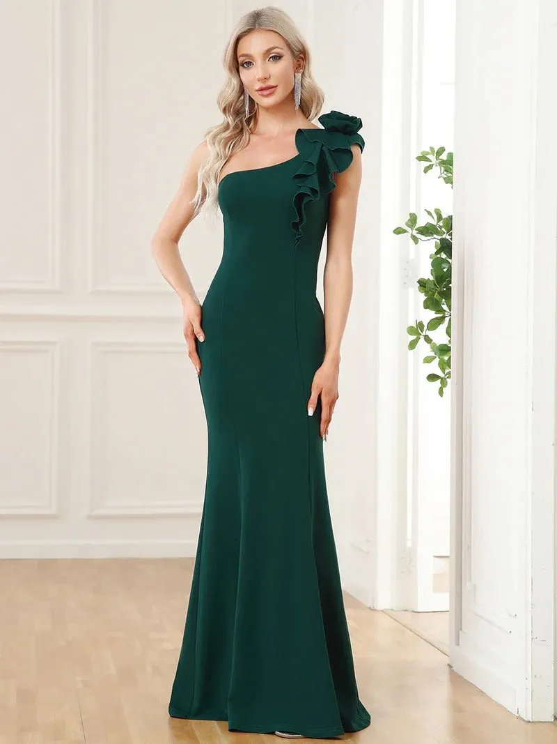 Sexy One Shoulder A Line Floor Length Evening Dresses