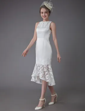 Short Wedding Dress Vintage Jewel Sleeveless Sheath Bridal Dress Exclusive