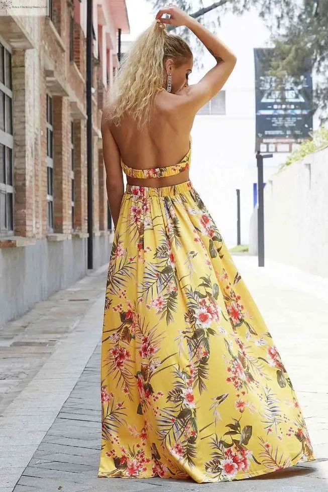 Side Slit Maxi Dress Floral