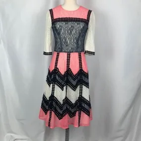 Stogova Pink,Black, Cream Color MIDI Dress