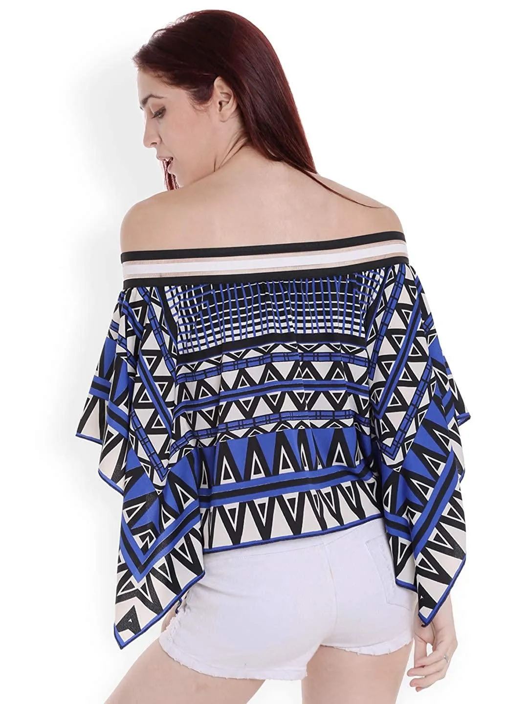 Style Quotient Women Blue Off-Shoulder printed Fashion Tops