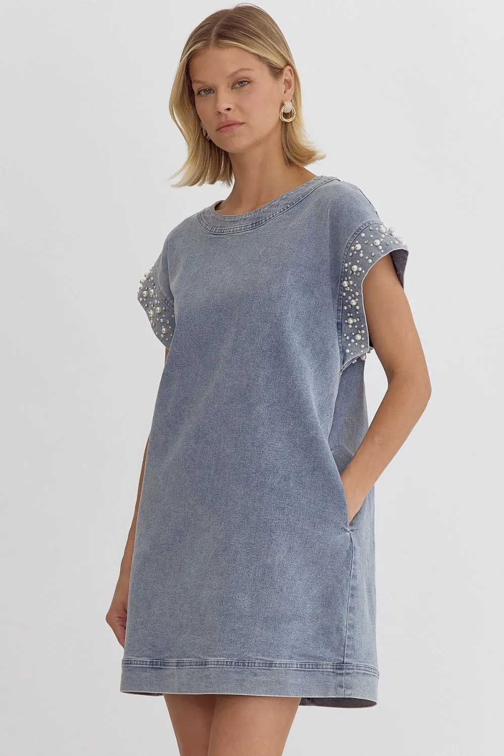 Teresa Pearl Denim Dress