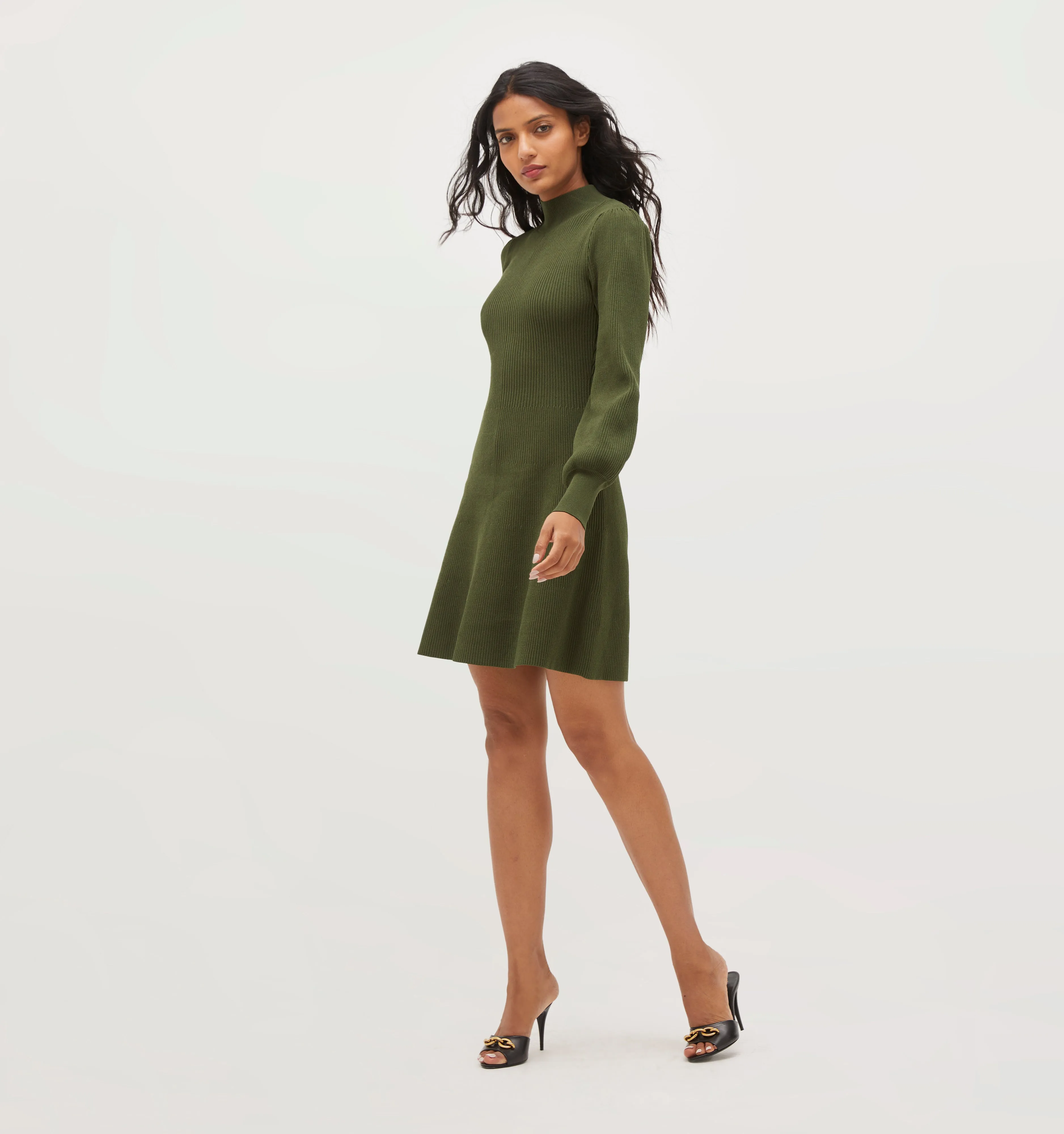 The Mariana Dress - Leaf Green Rib Knit