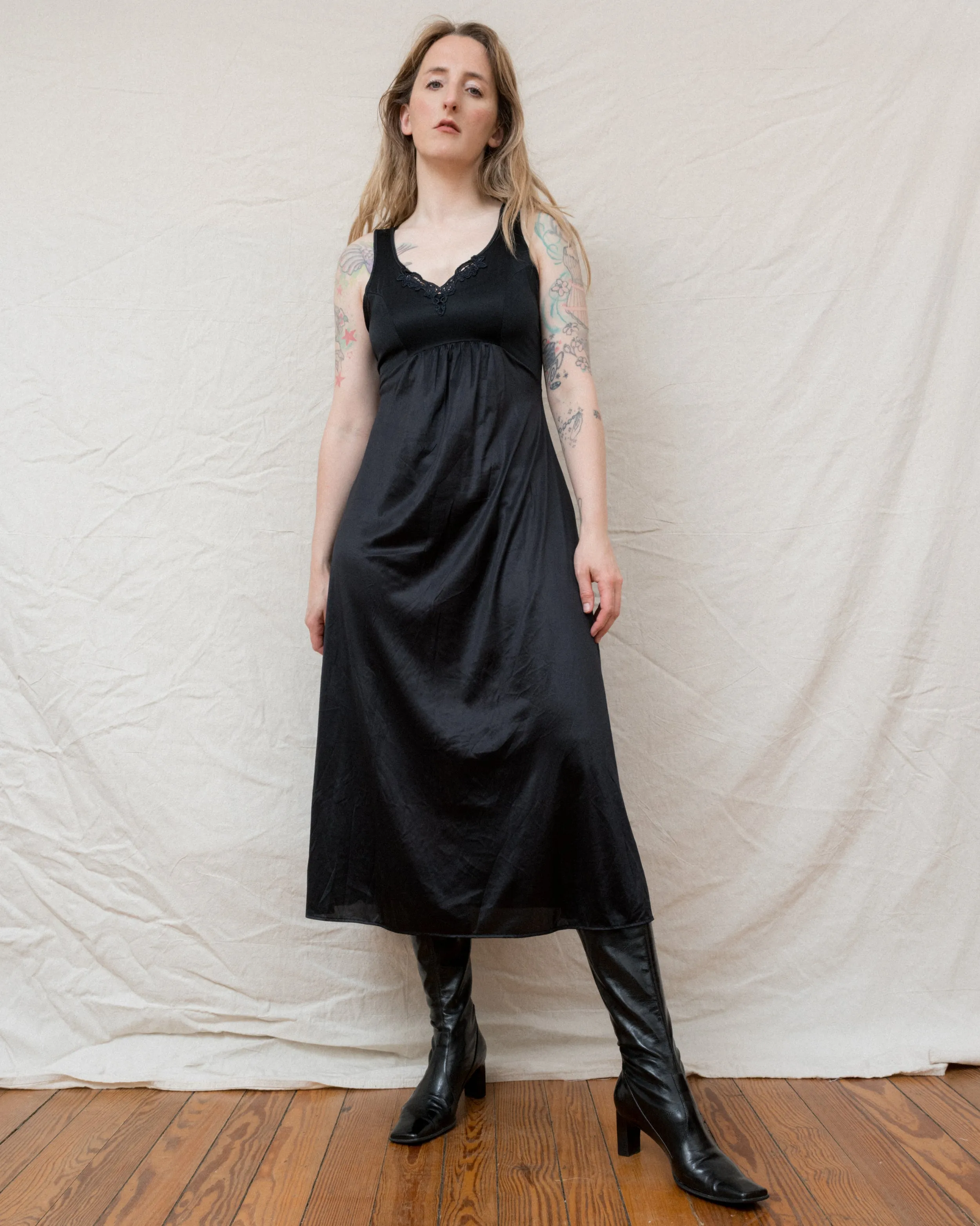 Vintage Black Slip Dress (S/M)