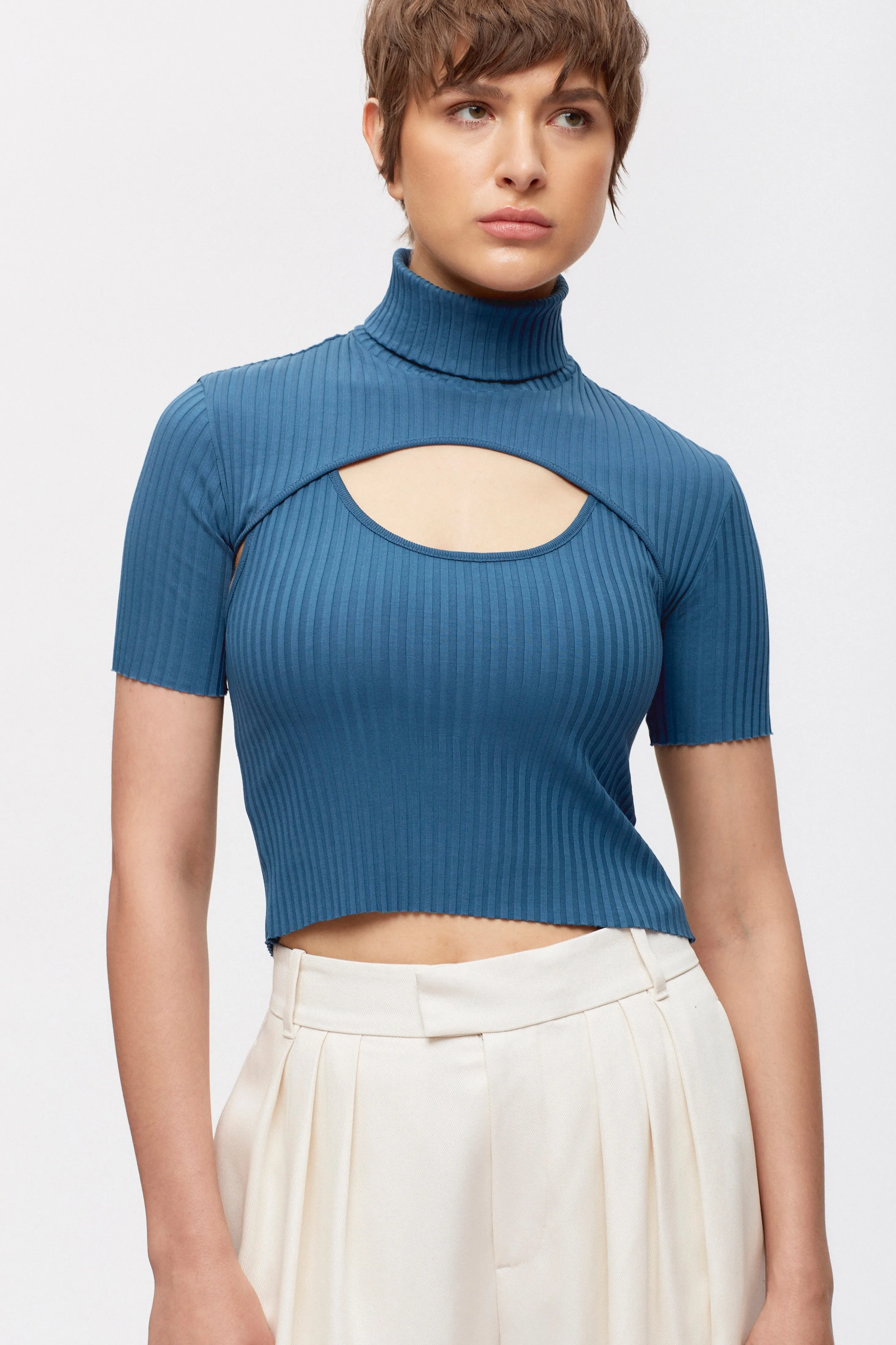 Women's Nile Rib Mini Shrug in Marine Blue