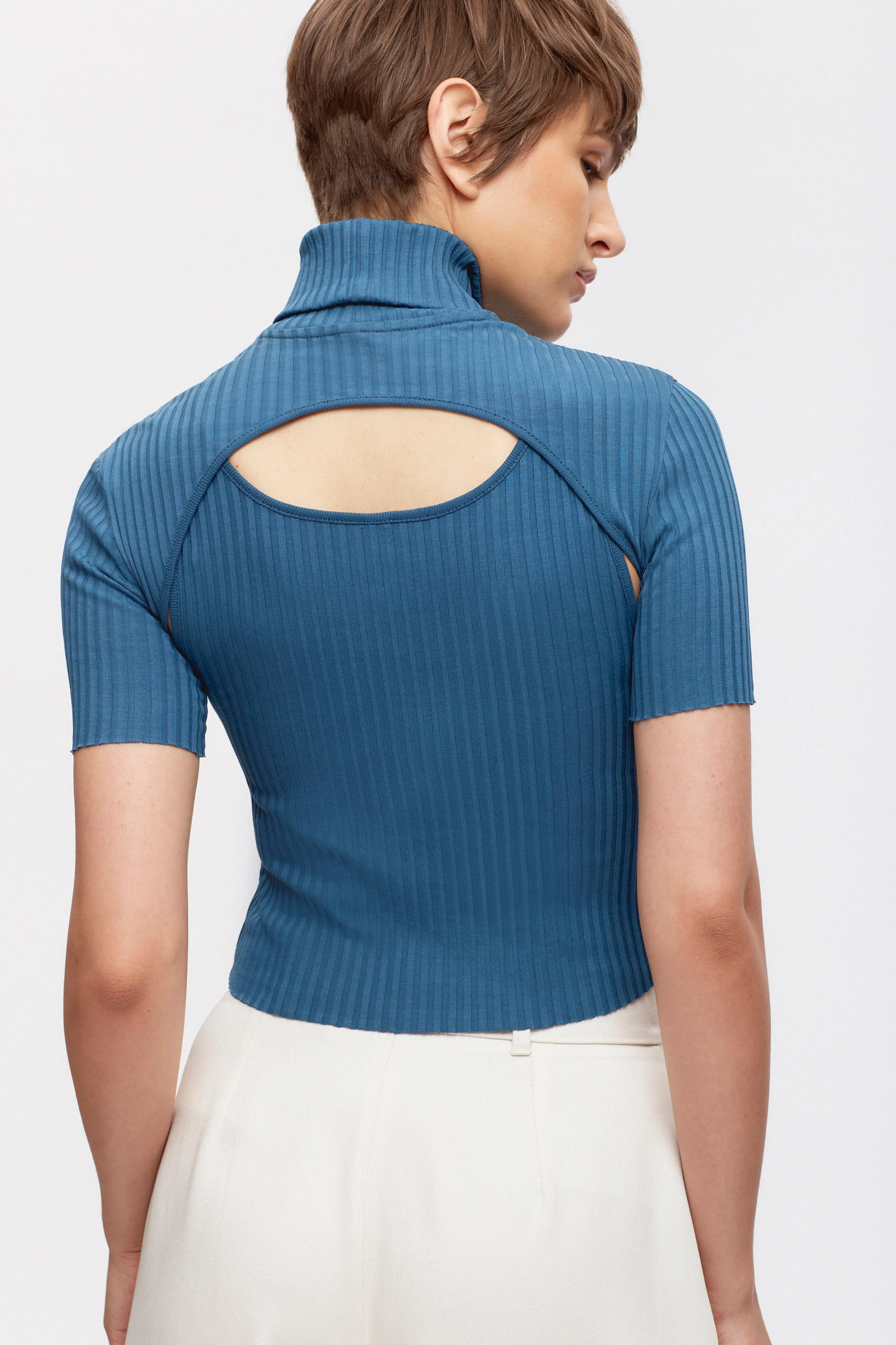 Women's Nile Rib Mini Shrug in Marine Blue